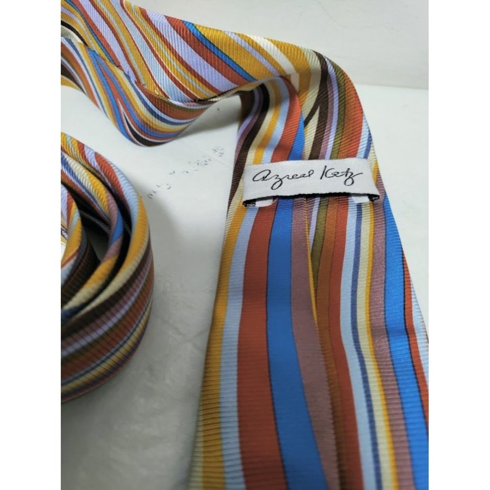 Azreal Katz Mens Silk Abstract Striped Necktie Multicolor - Picture 5 of 5